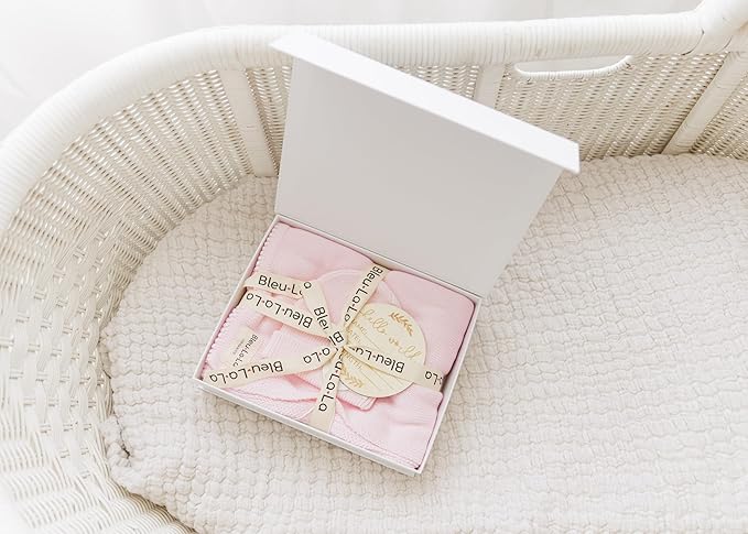Luxe Collection 100% Organic Luxury Knit Baby Blanket + Hat Set (Blush Pink)