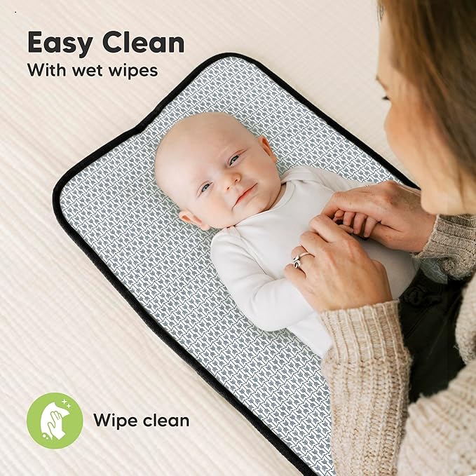 KeaBabies Portable Diaper Changing Pad, Easy Wipe Clean - Foldable Waterproof Baby Changing Mat for Diaper Bag, Compact, Lightweight, 25x13 Newborn, Infant, Baby Changer Travel Essential (Dino Ridge)