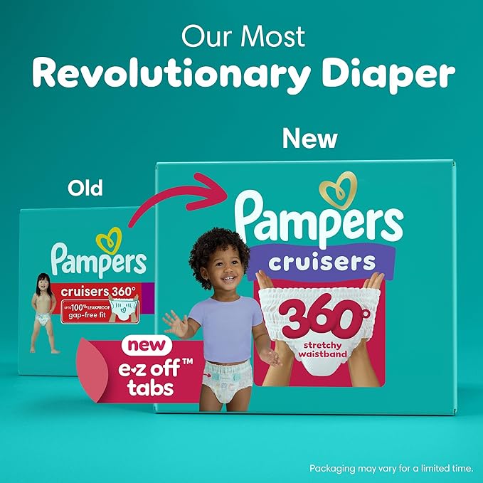 Pampers Diapers - Cruisers 360 - Size 6, 48 Count, Babyproof up to 100% Leakproof Pull-On Diaper