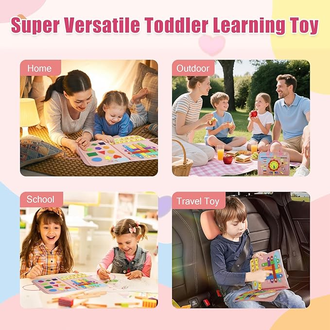 Busy Board Montessori Toys Sensory Toys for Kids Autism Educational Travel Toy Gift for Boys and Girls Learning Alphabet Counting Fine Motor Skills Preschool Activities