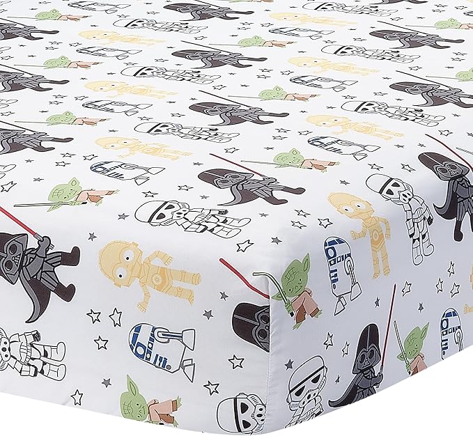 Lambs & Ivy Star Wars Classic Polyester Fitted Crib/Toddler Sheet - Yoda/Darth Vader