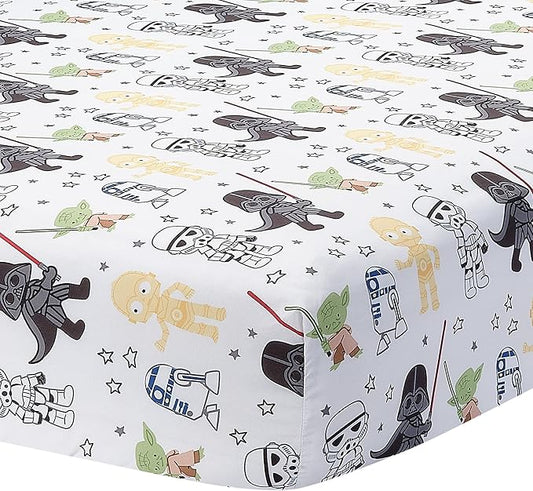 Lambs & Ivy Star Wars Classic Polyester Fitted Crib/Toddler Sheet - Yoda/Darth Vader