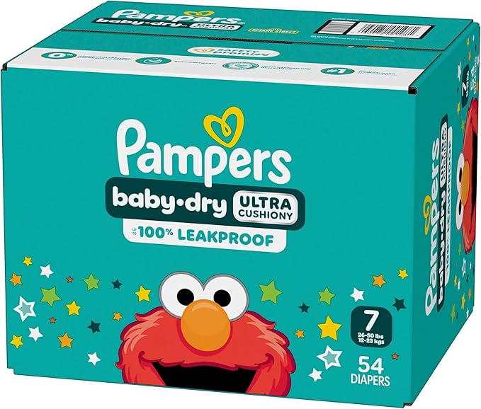 Pampers Diapers - Baby Dry - Size 7, 54 Count, Absorbent Disposable Infant Diaper (Packaging May Vary)