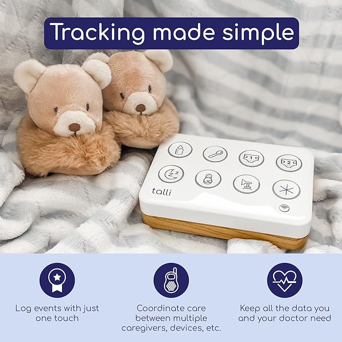 Talli Daily One-Touch Baby Tracker - Baby Monitor to Log Feedings, Diapers, Sleep & More - Electronic Journal Links to Mobile App for Real-Time Baby Monitoring & Tracking - Alexa Compatible