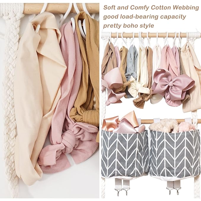 kangaroo Headband Holder Hair Bows Organizer for Baby Girls Large Capacity Bow Holder Hair Accessories Wall Hanging Organizer for Toddler Baby Girl Nursery Room Decor