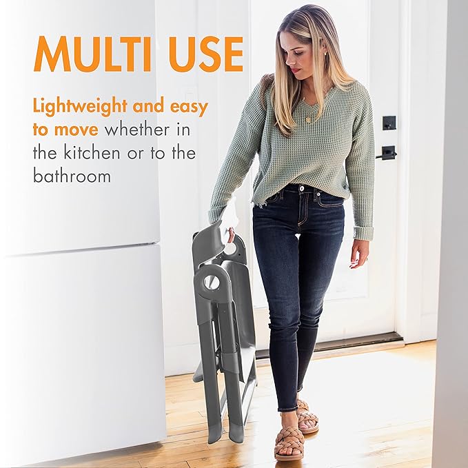 Boon Pivot Toddler Tower - Folding Toddler Step Stool for Bathroom Sink or Kitchen Countertop - Step Stool for Toddlers with CPC Certification - Gray - Ages 18 Months to 4 Years