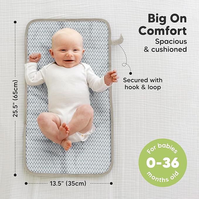 KeaBabies Portable Diaper Changing Pad, Easy Wipe Clean - Foldable Waterproof Baby Changing Mat for Diaper Bag, Compact, Lightweight, 25x13 Newborn, Infant, Baby Changer Travel Essential (Wild Patrol)