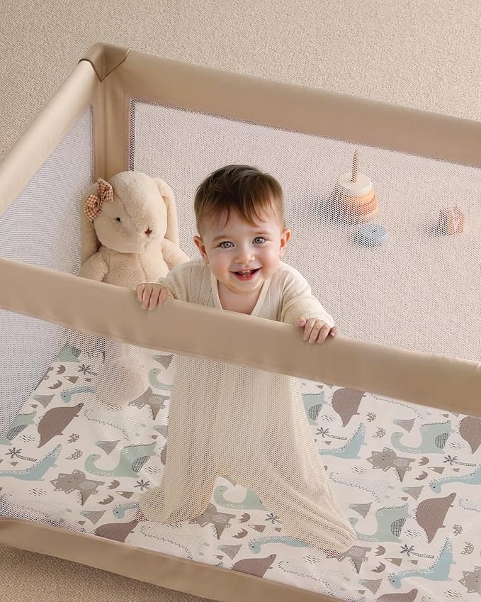 Yoofoss Baby Pack and Play Sheets 2 Pack for Boys and Girls - 38x26 Mini Crib Sheets Fitted Neutral Compatible with Graco Pack n Play Mattress,Ultra Soft Breathable Microfiber Dark Blue Dinosaurs