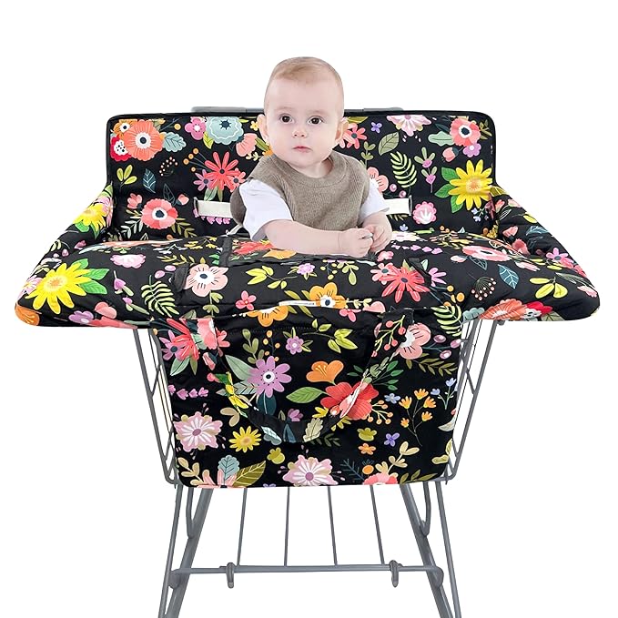 Shopping Cart Cover for Baby,2-in-1 Baby Cart Covers with Portable Cloth Bag Cart Seat Pad for Babies Grocery Cushion Cover Restaurant,Suitable for All Supermarkets and Restaurants