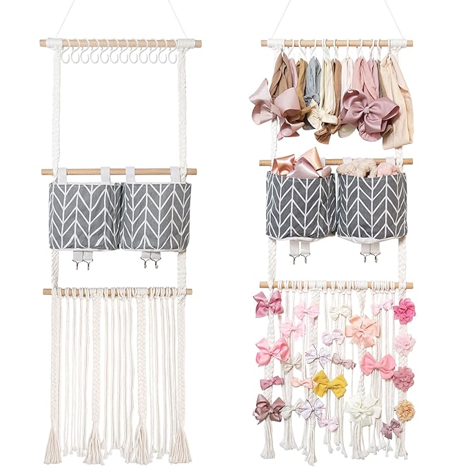 kangaroo Headband Holder Hair Bows Organizer for Baby Girls Large Capacity Bow Holder Hair Accessories Wall Hanging Organizer for Toddler Baby Girl Nursery Room Decor