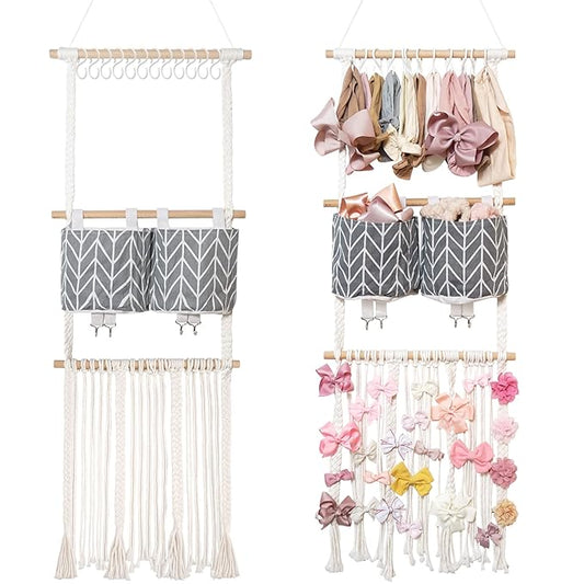 kangaroo Headband Holder Hair Bows Organizer for Baby Girls Large Capacity Bow Holder Hair Accessories Wall Hanging Organizer for Toddler Baby Girl Nursery Room Decor