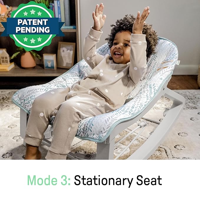 Ingenuity Keep Cozy 3-in-1 Grow with Me Vibrating Baby Bouncer Seat & Infant to Toddler Rocker, Vibrations & -Toy Bar, 0-30 Months Up to 40 lbs (Spruce)