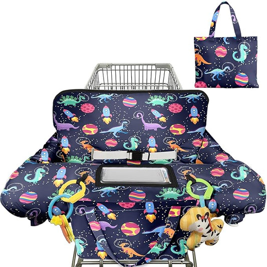 Shopping Cart Cover for Baby Girl Boy 2-in-1 High Chair Water Resistant High Chair Cover w/Phone Pouch Pocket Gender Neutral Cart Cover for Babies Padded Grocery Cart Cover for Baby