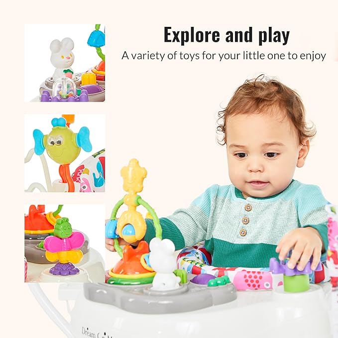 Dream On Me Zany 2-in-1 Activity and Center Bouncer in Elephant Print