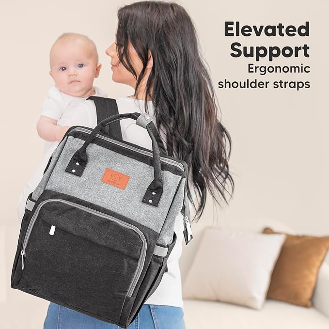 KeaBabies Baby Diaper Bag Backpack - Large Baby Bag for Boys, Girls, Waterproof Multi Function Travel Diaper Backpack with Changing Pad, Durable Travel Essentials for Moms and Dads (Graphite)