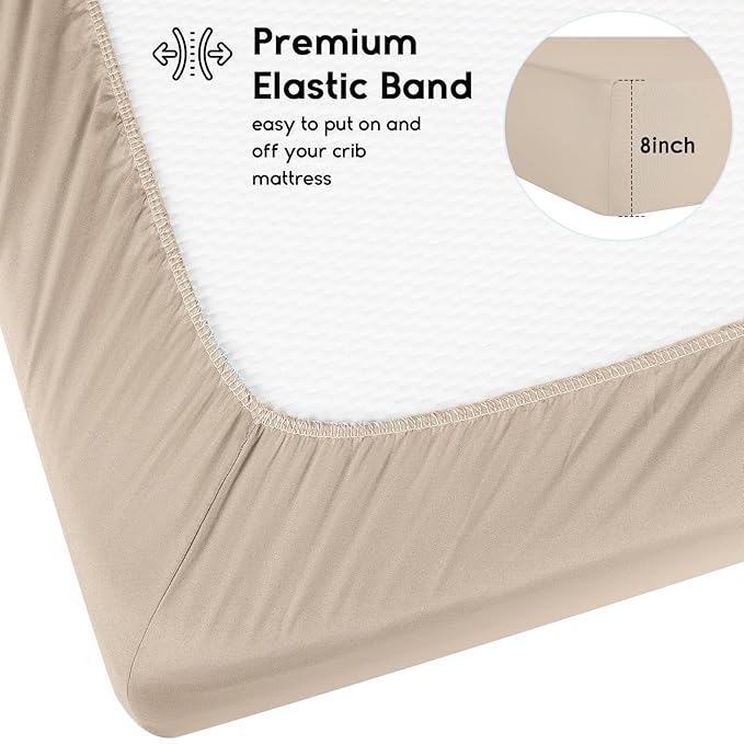 Yoofoss Baby Crib Sheets for Boys Girls, Fitted Crib Sheet 2 Pack for Standard Crib and Toddler Mattress, Super Soft Microfiber Baby Sheet 28x52x8in(Brown+Leaf)