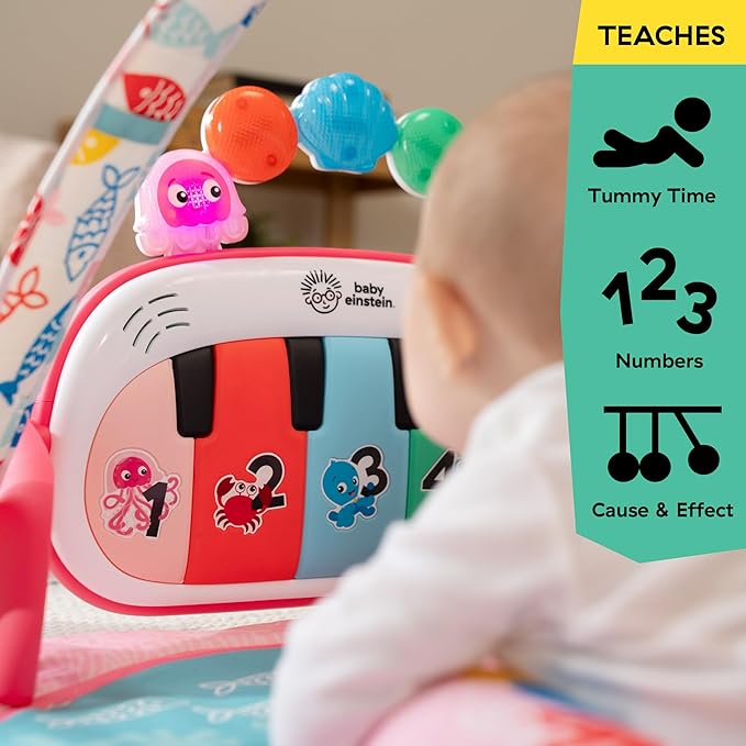 Baby Einstein Ocean Explorers 4-in-1 Kickin Tunes Jellyfish Jamboree Music & Language Discovery Gym, Pink, Ages 0 Months and Up