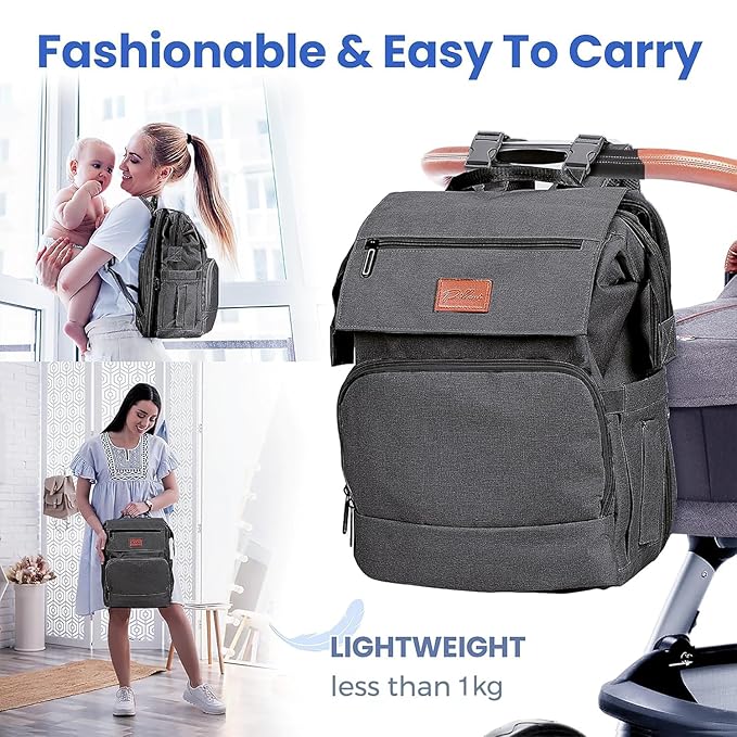 PILLANI Baby Diaper Bag Backpack - Large Bag for Boys & Girls, Waterproof Diaper Backpack - Travel Diaper Bags w/Changing Pad, Baby Registry Search & Shower Gifts - Essentials Must Haves Newborn Stuff