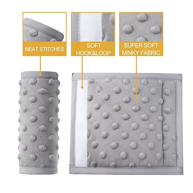 Pro Goleem Car Seat Strap Covers for Babies Soft Car Seat Strap Shoulder Pads for All Car Seats, Stroller, Pushcar, Gray