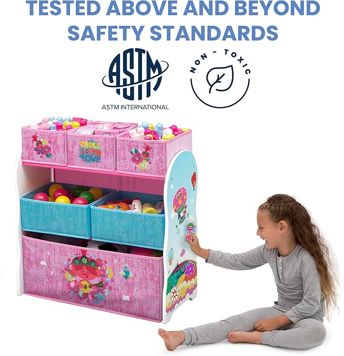 Delta Children Design and Store 6 Bin Toy Storage Organizer, Trolls World Tour