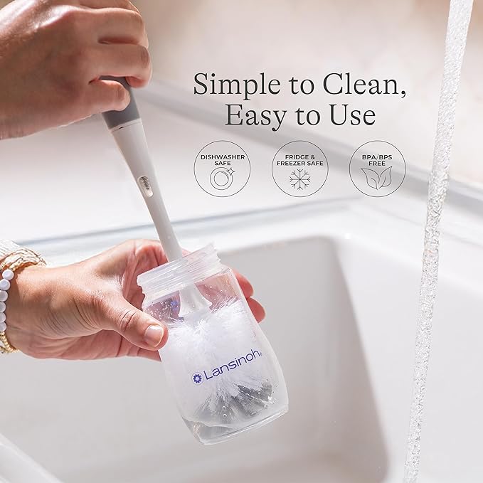 Lansinoh Anti-Colic Baby Bottles for Breastfeeding Babies, 8 Ounces, 6 Count, Includes 6 Medium Flow Nipples, Size M