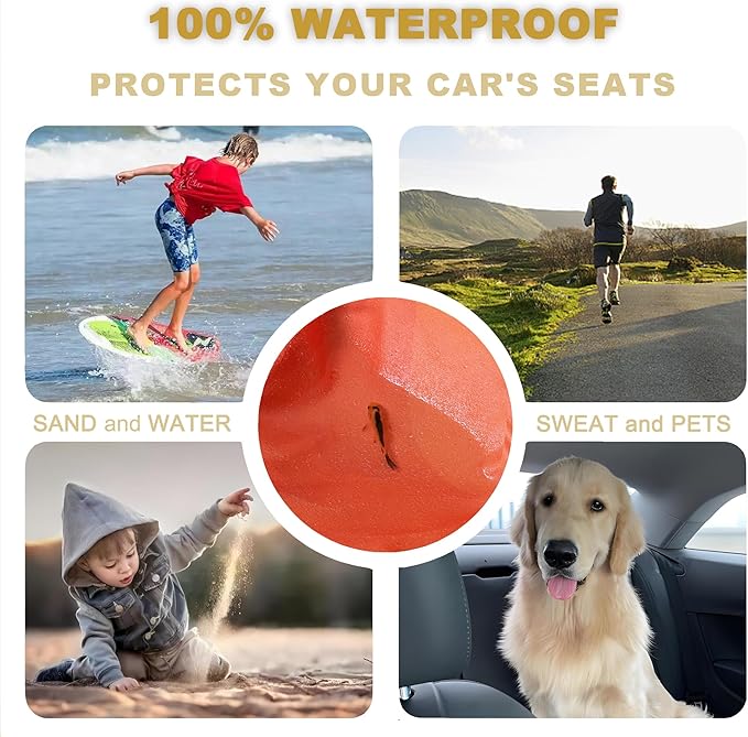 Waterproof Stain Resistant Towel Car Seat Cover，Universal Non-Slip for Car, Truck, SUV, Van Seat for Gym Workout,Swimming,Beach and Workout Outdoor ， Machine Washable (2pcs Gradient Orange)