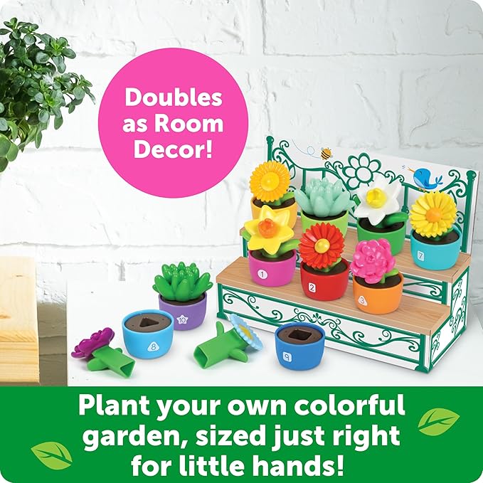 Learning Resources Shape & Color Garden, Toddler Outdoor Toys, Sensory Toys, Kids Gardening Set, Flower Building Set, Montessori, Preschool Learning Activities, Toddler Gifts