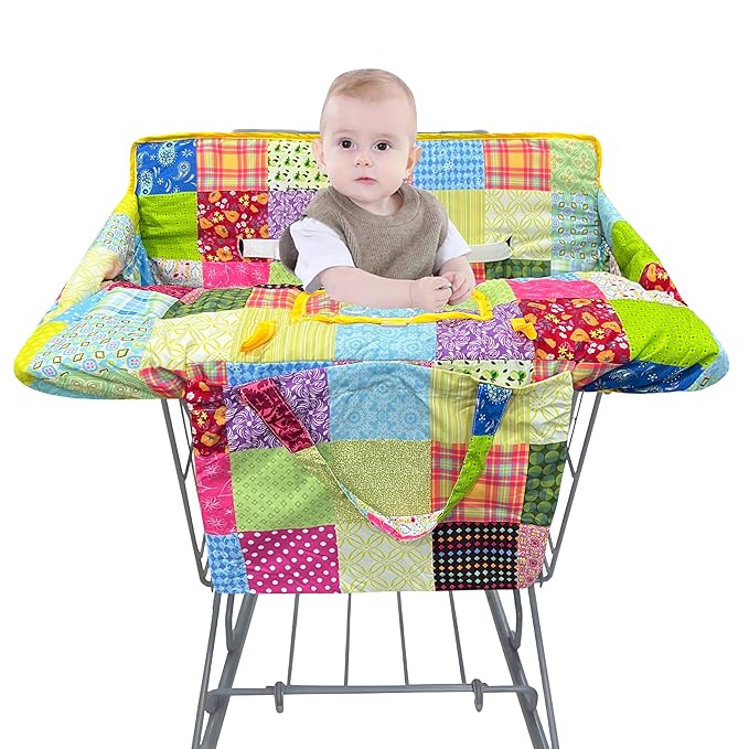 Shopping Cart Cover for Baby,2-in-1 Baby Cart Covers with Portable Cloth Bag Cart Seat Pad for Babies Grocery Cushion Cover Restaurant,Suitable for All Supermarkets and Restaurants