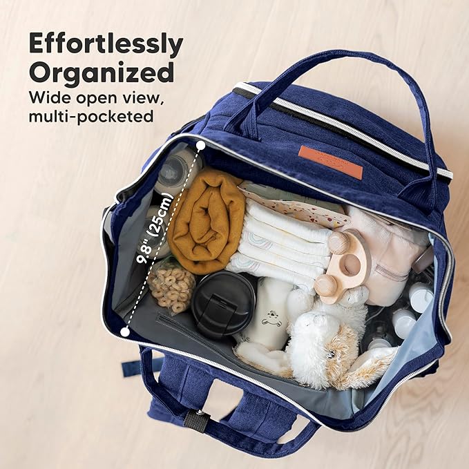 KeaBabies Baby Diaper Bag Backpack - Large Baby Bag for Boys, Girls, Waterproof Multi Function Travel Diaper Backpack with Changing Pad, Durable Travel Essentials for Moms and Dads (Marine Blue)