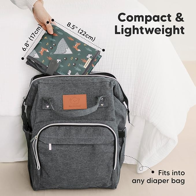 KeaBabies Portable Diaper Changing Pad, Easy Wipe Clean - Foldable Waterproof Baby Changing Mat for Diaper Bag, Compact, Lightweight, 25x13 Newborn, Infant, Baby Changer Travel Essential (Woods)