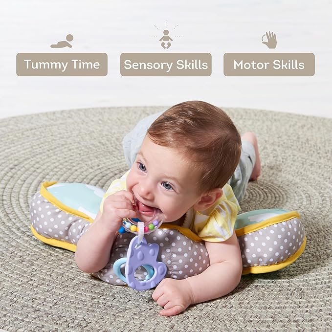 Taf Toys Baby Tummy Time Cushion | Perfect for 2-6 Months Old Babies, Enables Easier Development & Easier Parenting, Natural Developmental, Comfortable Tummy Time, Ergonomic Design, Detachable Toys