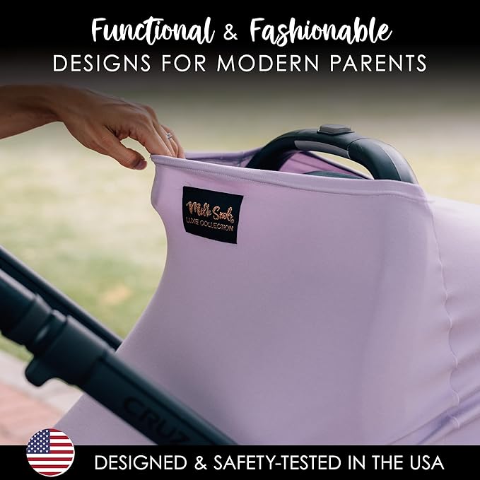 Milk Snob Original 5-in-1 Luxe Nursing Cover in Lavender - Added Privacy Breastfeeding Cover, Car Seat Cover for Carrier, Stroller, High Chair, Shopping Cart, Lounger Canopy, Newborn Essentials