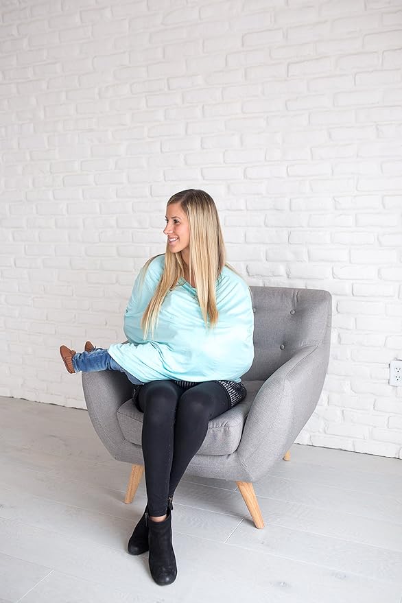 Baby Car Seat Cover Canopy and Nursing Cover Multi-Use Stretchy 5 in 1 Gift The Skye by Copper Pearl