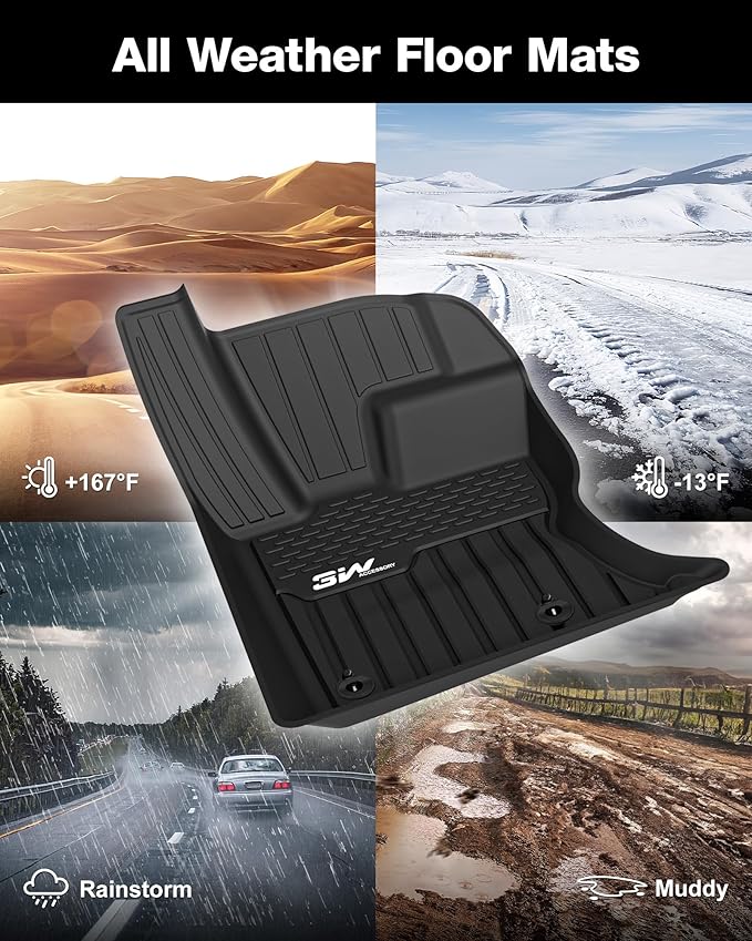 3W Floor Mats Fit 2017-2025 2026 Range Rover Land Rover Velar/Jaguar F-Pace, TPE All Weather Custom Fit Floor Liner for Range Rover Velar 1st and 2nd Row Full Set Car Liners Black