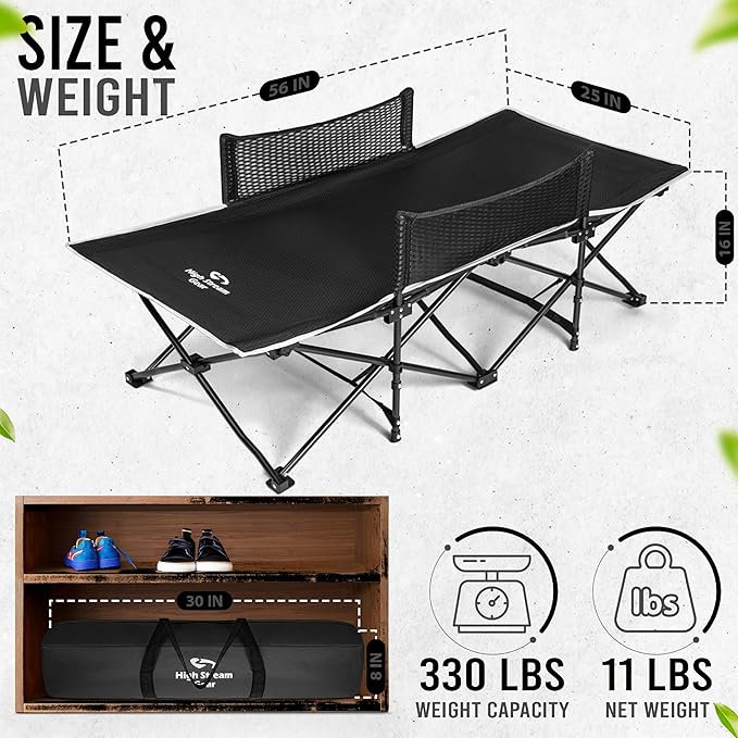 Toddler Cot Bed: Kids Travel Camping and Portable Folding Cot, Great for Outdoors and Young Guests at Home. Comfortable Sleeping Bed Easy to Store and Use (White)