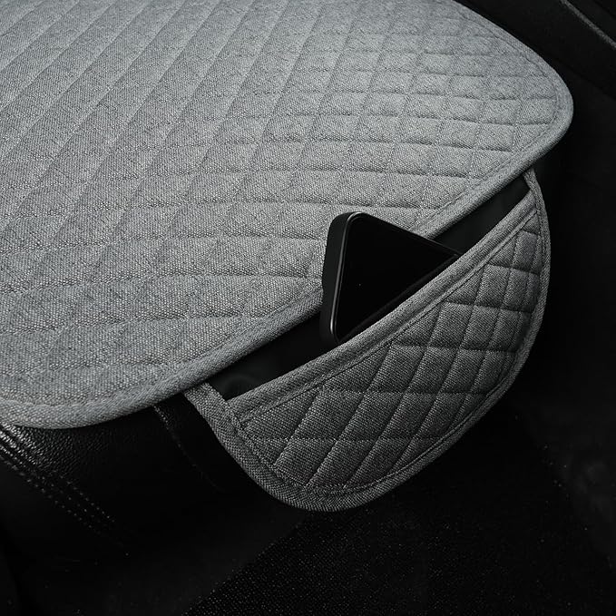 West Llama Linen Car Seat Covers,Bottom Seat Covers for Cars Include 1 Piece Front Driver Seat Pad Mat Universal Fits 90% Vehicles,SUVs,Cars,Sedans(1Piece-Gray)