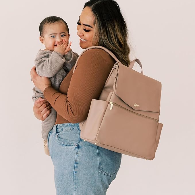 Freshly Picked Classic II Diaper Bag Backpack, Wipeable Vegan Leather With Changing Pad, Convertible (Fig V2)