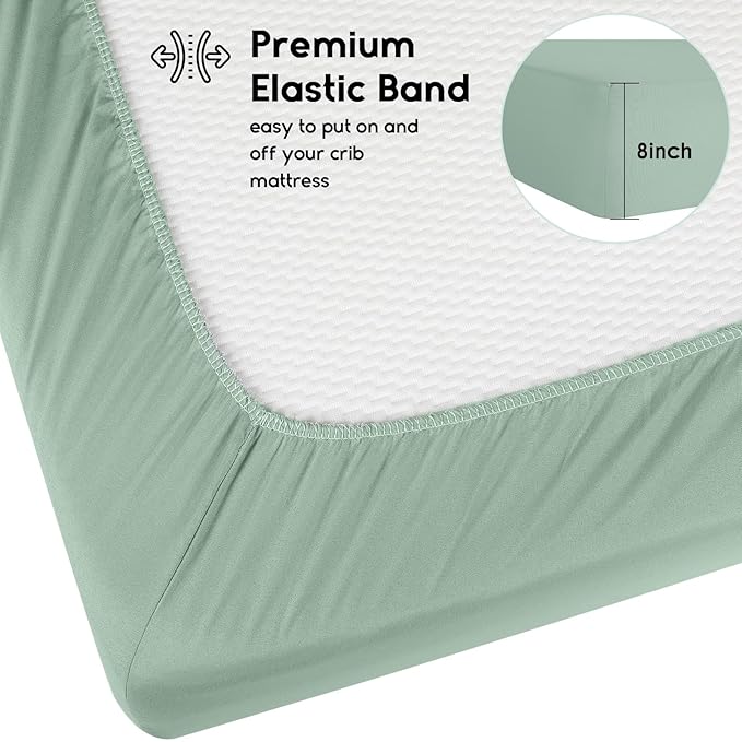 Yoofoss Baby Crib Sheets for Boys Girls, Fitted Crib Sheet 2 Pack for Standard Crib and Toddler Mattress, Super Soft Microfiber Baby Sheet 28x52x8in Green + Giraffe