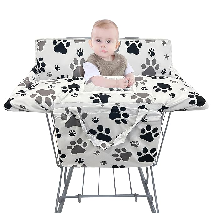 Shopping Cart Cover for Baby,2-in-1 Baby Cart Covers with Portable Cloth Bag Cart Seat Pad for Babies Grocery Cushion Cover Restaurant,Suitable for All Supermarkets and Restaurants