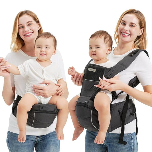 2-in-1 Baby Carrier Hip Seat - Front Back Hip Carry - Ergonomic M Seat Posture - Breathable Mesh - Newborn to Toddler 5-45 lbs