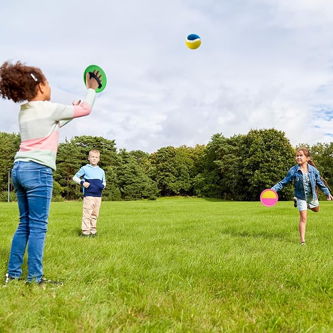 Toss and Catch Ball Game Set for Kids Ages 4-8 – Outdoor Summer Toys for Backyard, Beach, Lawn – Fun Family Games, Birthday for Boys & Girls (Blue & Pink)