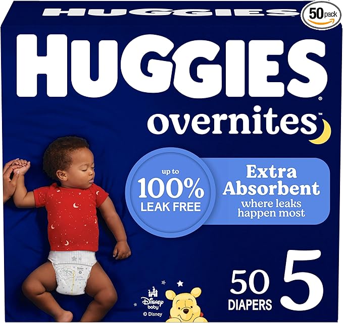 Huggies Overnites Size 5 Overnight Diapers (27+ lbs), 50 Ct, Packaging May Vary