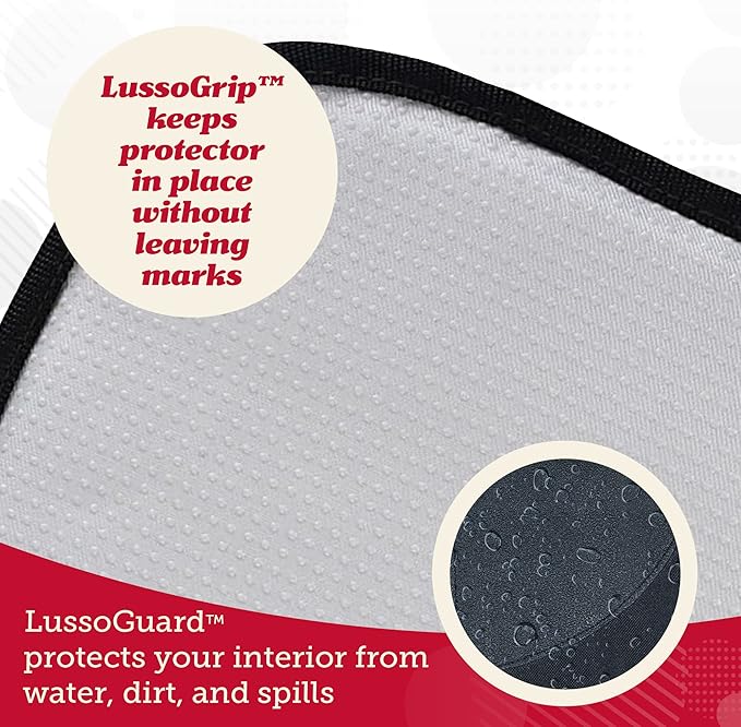 Lusso Gear Car Seat Cover - 1-Pack, Gray, Universal Fit for Child Car Seats - Thick Padded Waterproof Protection with Non-Slip Backing & Dual Mesh Pockets