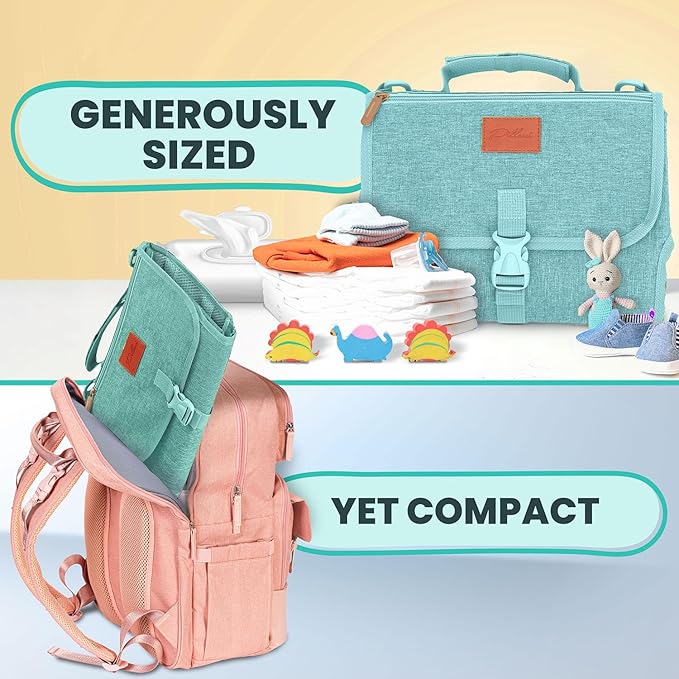 Portable Changing Pad for Baby, Travel Diaper Changing Pad for Newborn, Large Waterproof Baby Changing Mat, Foldable & Detachable Diaper Changing Station with Baby Wipes Pockets, Baby Stuff by Pillani