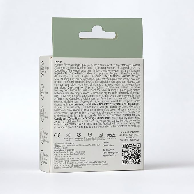 The Original Silver Nursing Cups - 925k Nipple Cups - Nipple Shield for Nursing Newborn - Silver Nipple Covers Breastfeeding - 925k (Tri-Laminate, Regular)
