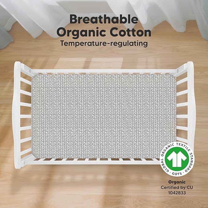 KeaBabies 2-Pack Organic Crib Sheets for Boys, Girls - 52x28 Fitted Crib Mattress Sheet Neutral, Breathable Jersey Cotton Cover for Baby Bed, Toddler Mattress, Soft & Cute Prints (Nordic)