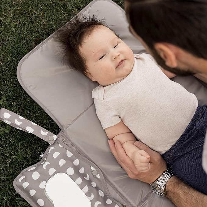 Tiny Twinkle Portable Diaper Changing Pad – Foldable, Waterproof & Compact Travel Changing Mat with Storage | Smart Wipes Pocket for On-The-Go Parents(Luna)