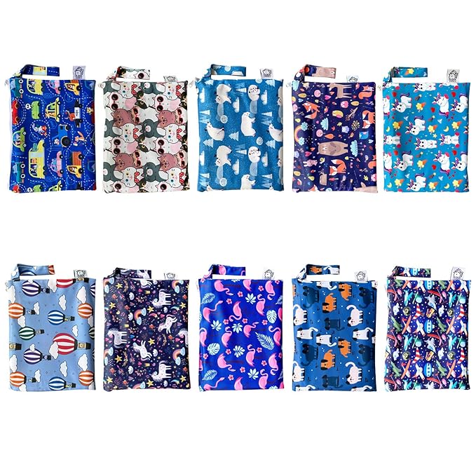 Flockthree Waterproof Baby Diaper Changing Pad with Storage Bag (28.7" X 19.7") Washable Wipeable Reusable Leak Proof Diaper Travel Mat Station Changing Mattress Liner Cribs Bed Cover, Unicorns