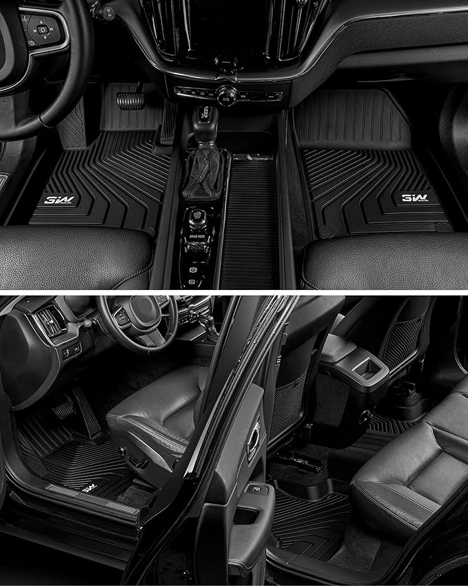 3W Floor Fit Volvo XC60 2018-2024 2025 2026 (Not for Hybrid or PHEV) TPE All-Weather Custom Fit T5 T6 Momentum Floor Liner for Volvo XC60 1st & 2nd Row Accessories Car Mats