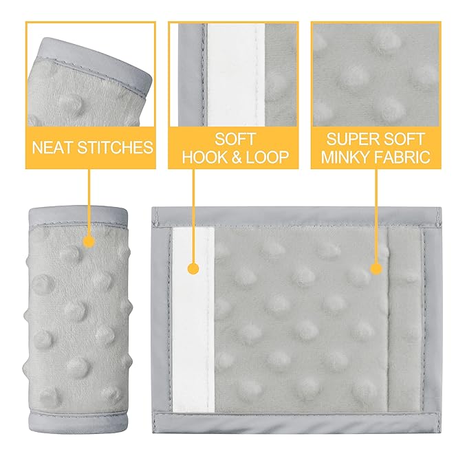 Pro Goleem Car Seat Strap Covers for Babies Unisex Soft Car Seat Strap Shoulder Pads for All Car Seats, Stroller, Pushcar, Small Size Designed for Newborn Gray